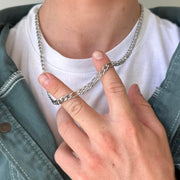 Y2K Silver 925 Stainless Steel Cuban Link Chain Necklace 20 Inch Vintage Unisex New