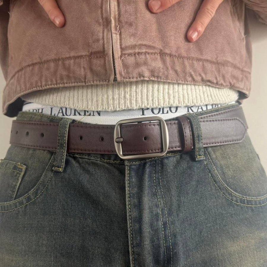 Brown Chrome Buckle Belt