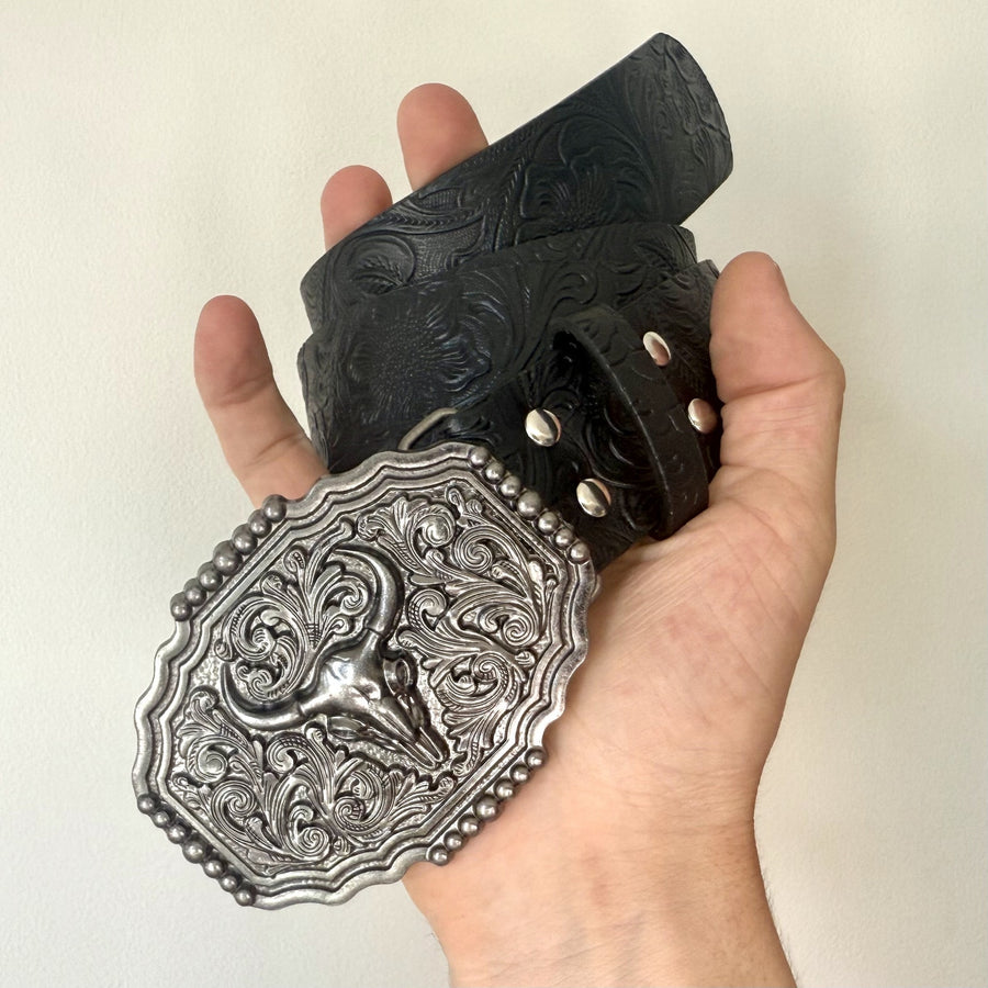 Black Ram Skull Belt