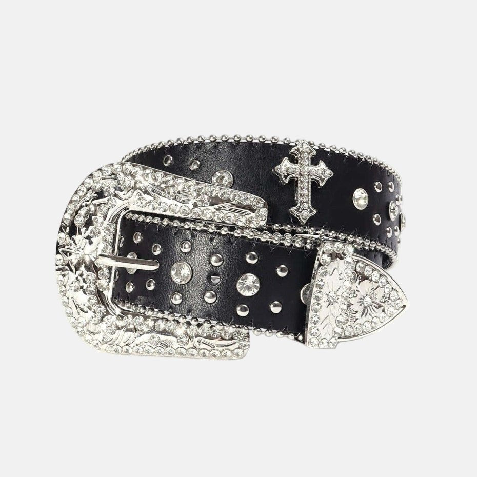 Black Rhinestone Western Buckle Belt - Rynor