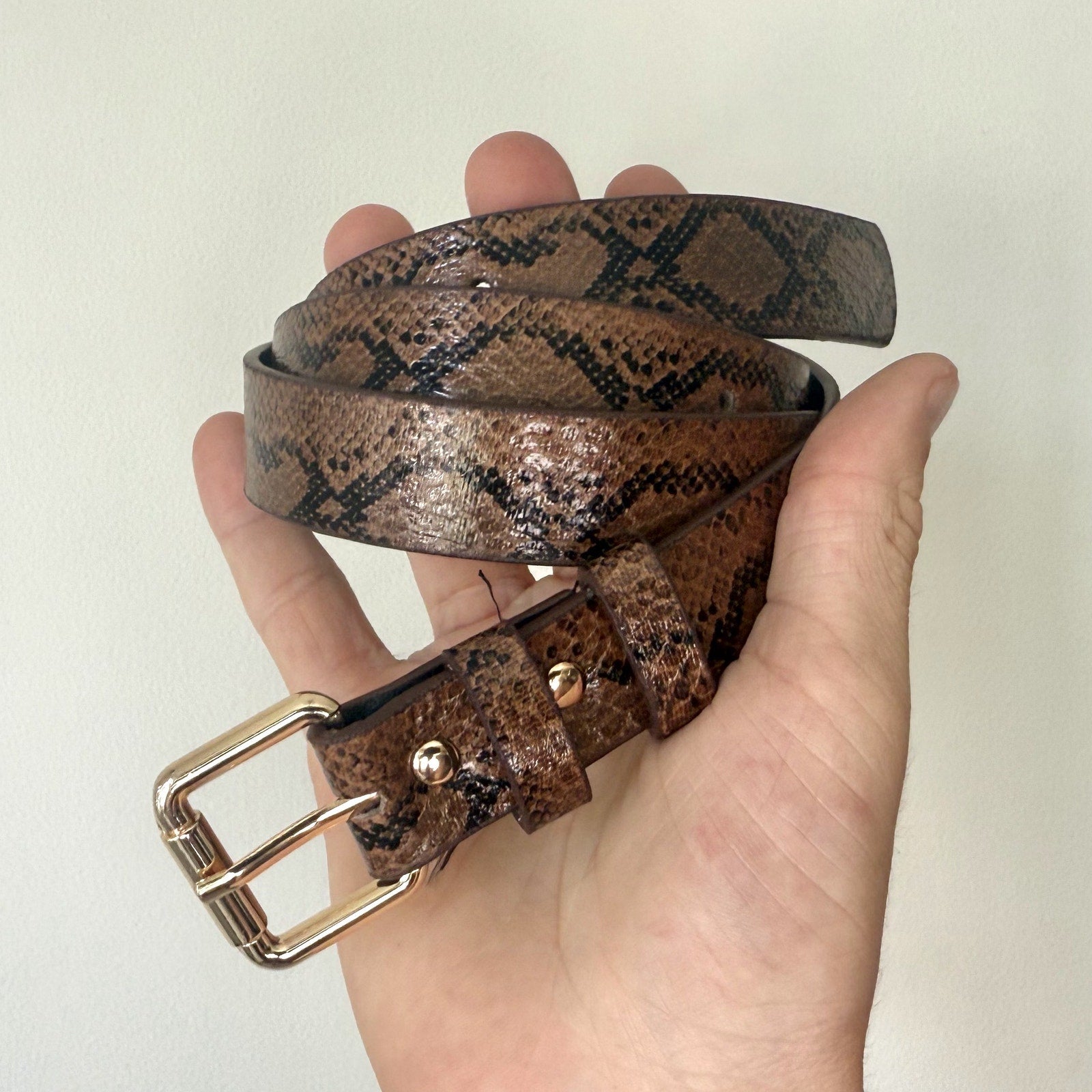 Brown Snakeskin Print Belt - Rynor
