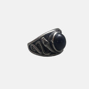 Silver Black Stone Ring