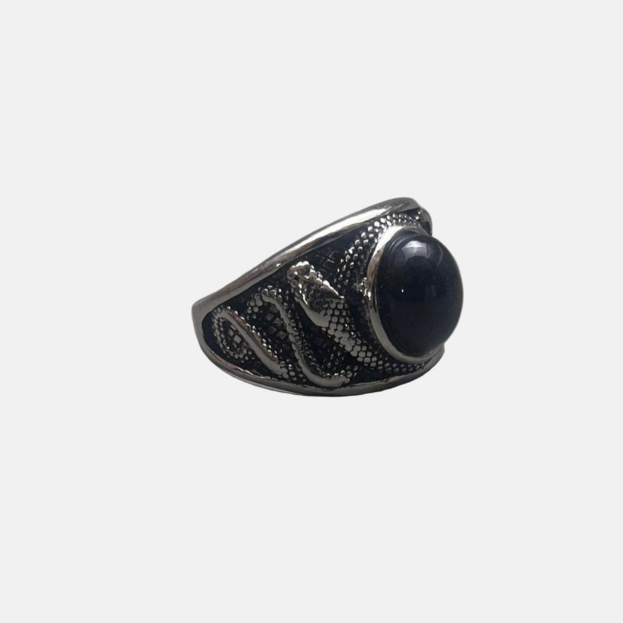Silver Black Stone Ring