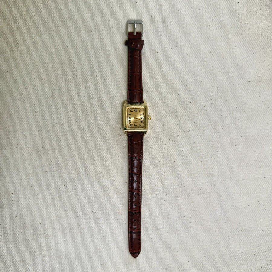Gold Dial Leather Watch