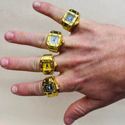 Gold Square Dial Watch Ring