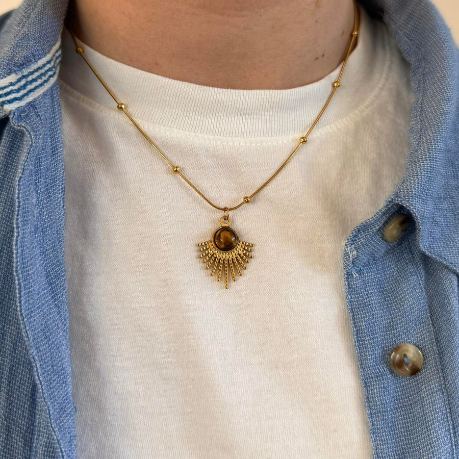 Gold Sunburst Pendant Necklace