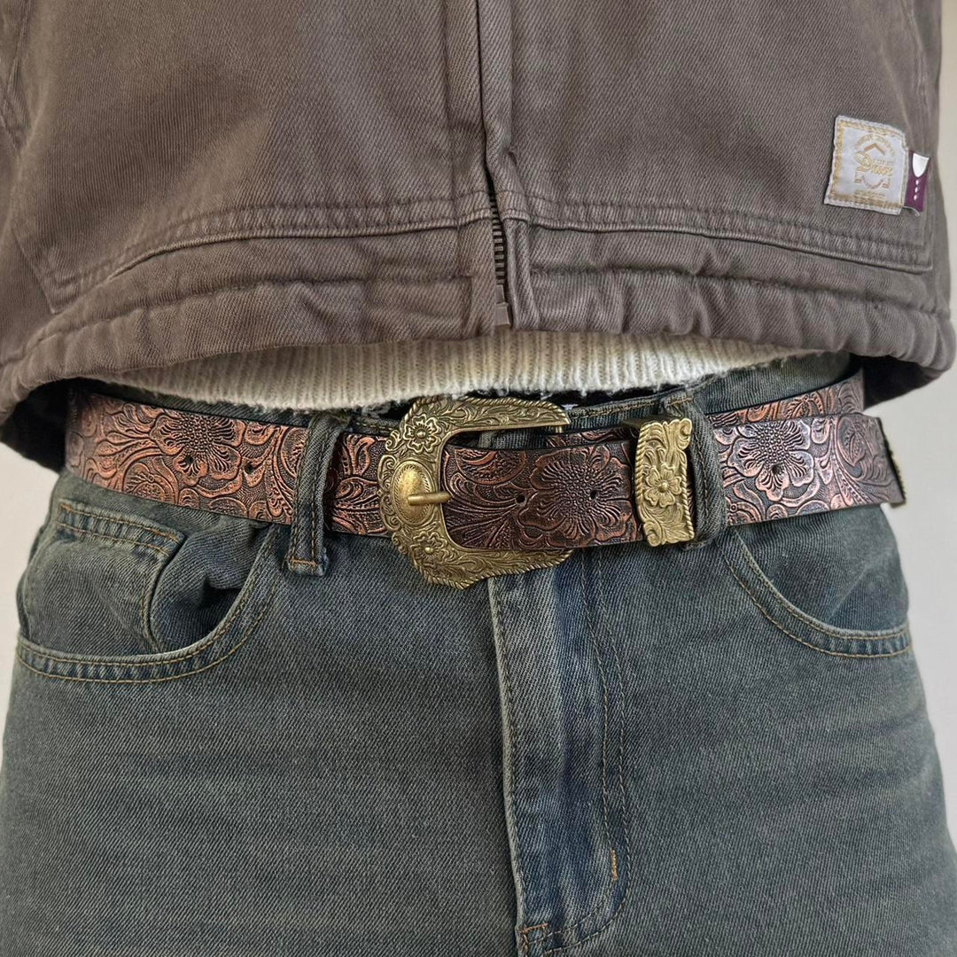 Brown Tooled Western Belt - Rynor