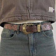 Brown Tooled Western Belt