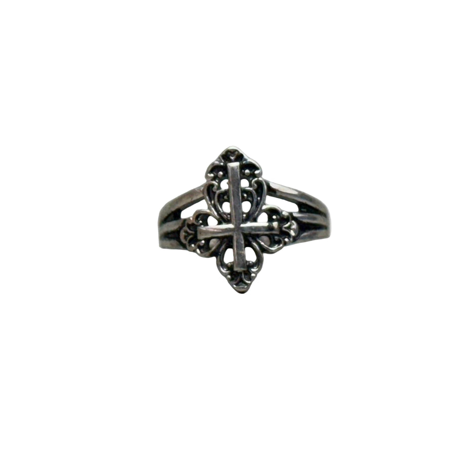 Silver Compass Cross Ring