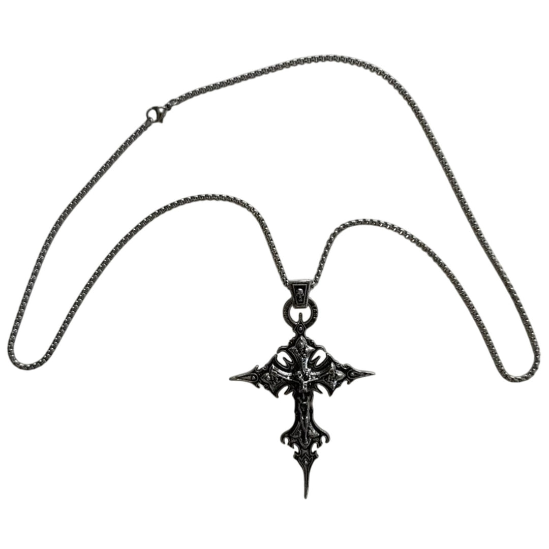 Gothic Silver Cross Necklace - Rynor