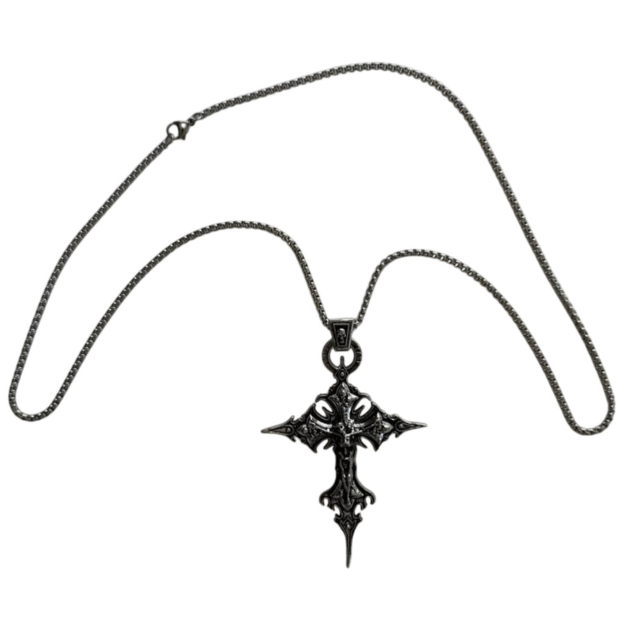 Gothic Silver Cross Necklace