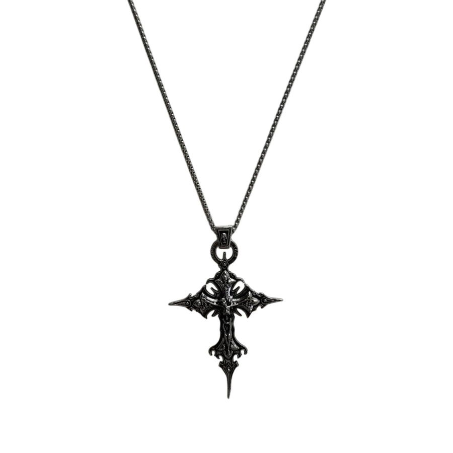 Gothic Silver Cross Necklace
