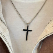 Black Cross Pendant Necklace