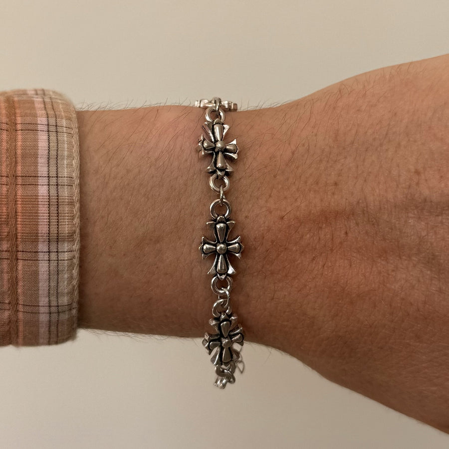 Silver Cross Link Bracelet