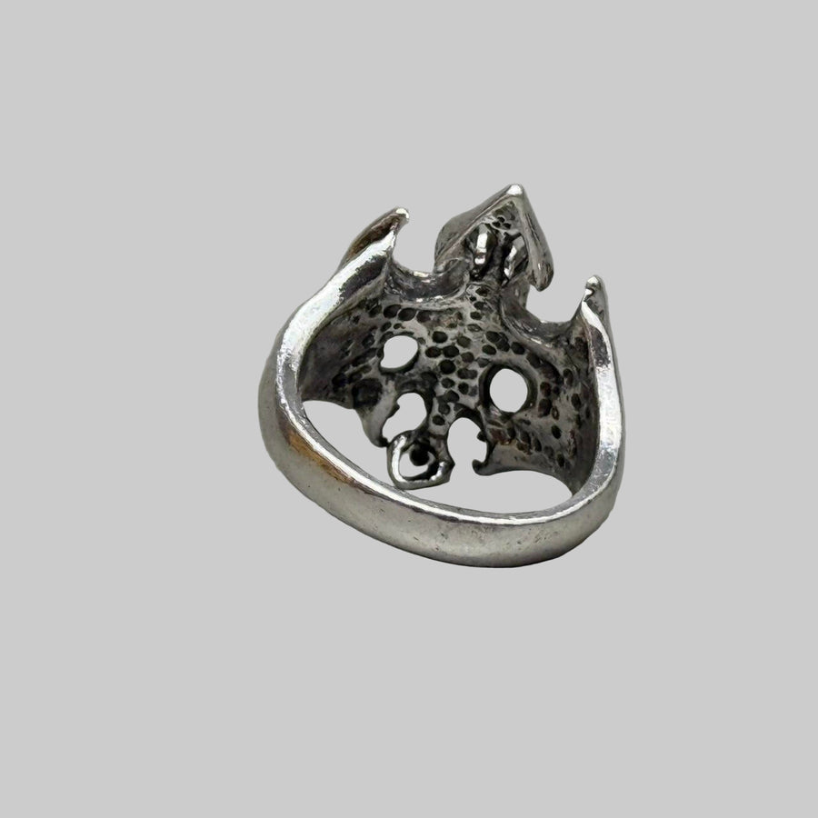 Silver Winged Skull Ring