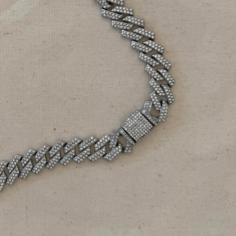 Y2K Iced Out Cuban Link Chain – Vintage 2000s Emo Style, Unisex, Brand New