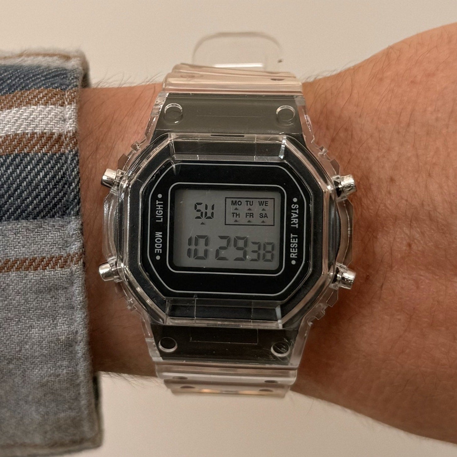 Copied - Y2K Clear Digital Quartz Watch with Black Accents Unisex 8.5" New