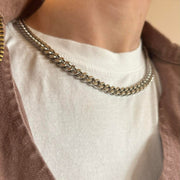 Silver Cuban Link Chain Necklace