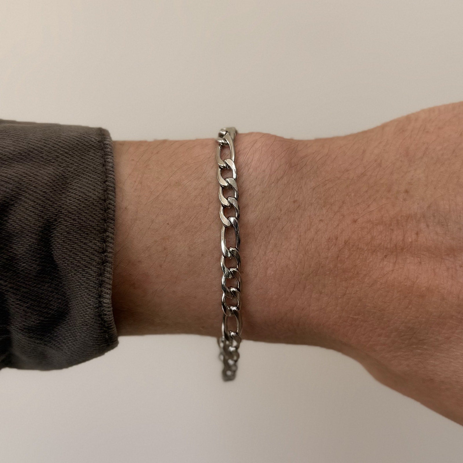 Silver Figaro Chain Bracelet