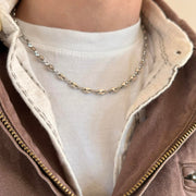 Silver Beaded Chain Necklace