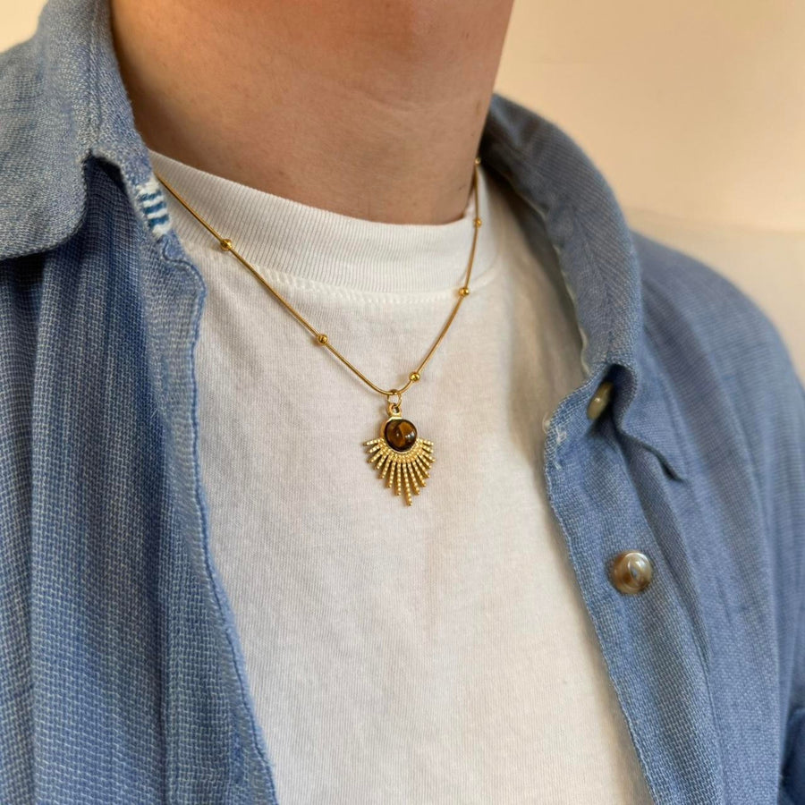 Gold Sunburst Pendant Necklace
