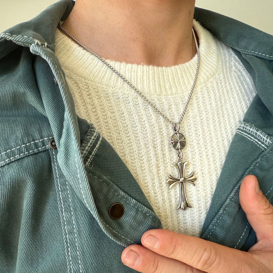 Engraved Cross Pendant Necklace