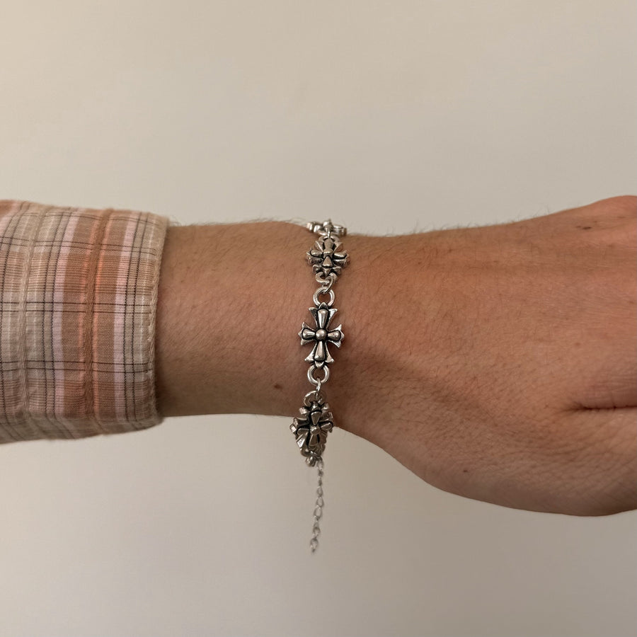 Silver Cross Link Bracelet