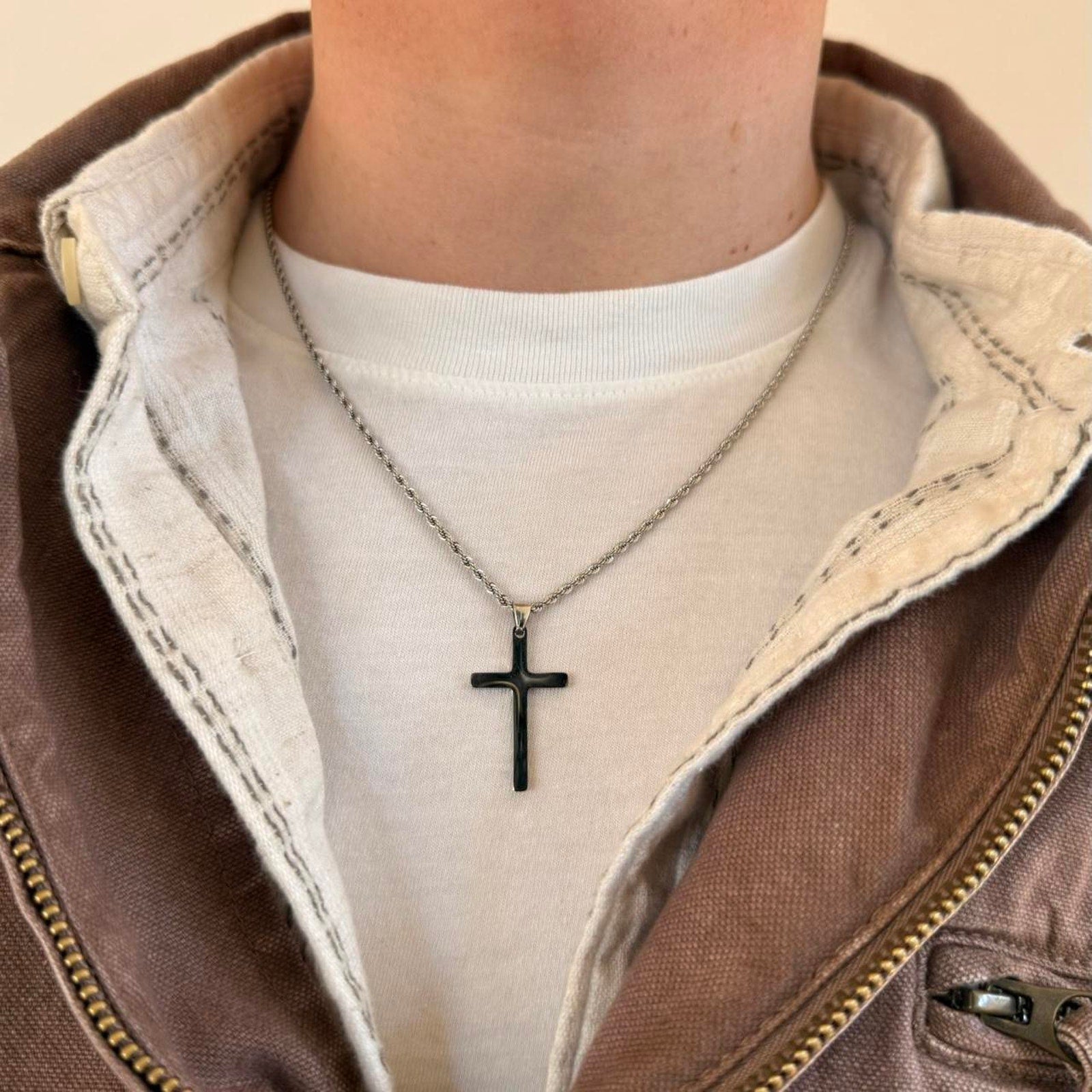 Black Cross Pendant Necklace