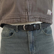 Black Embossed Leather Belt