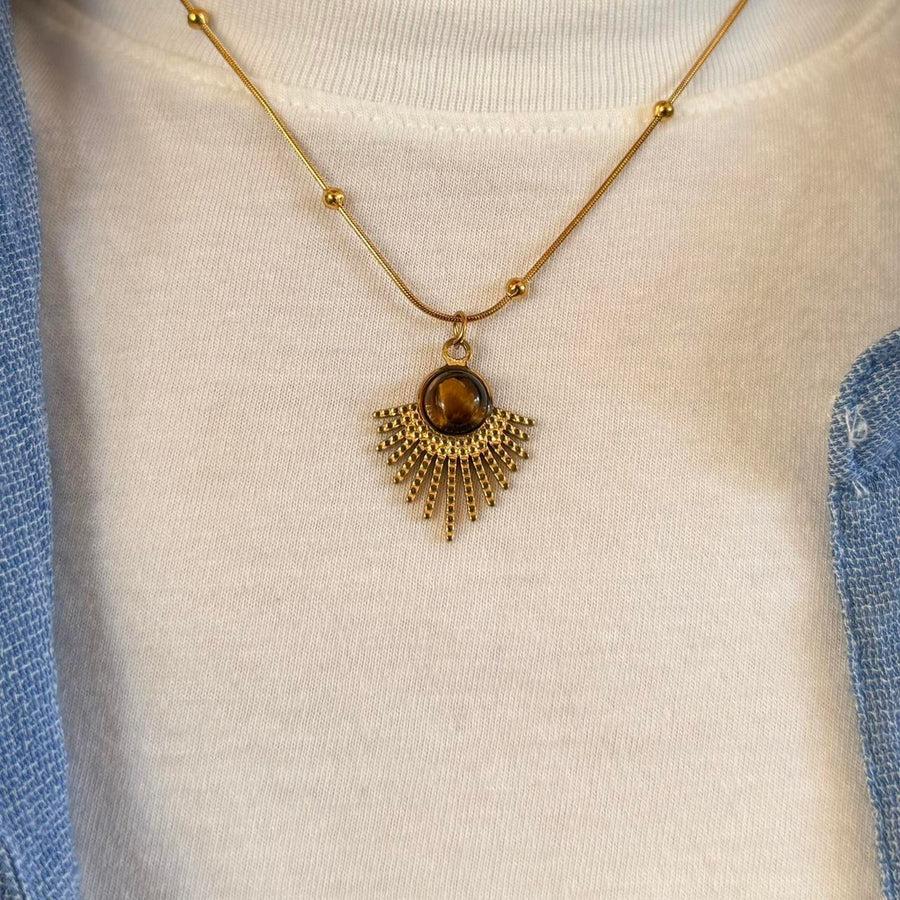 Gold Sunburst Pendant Necklace