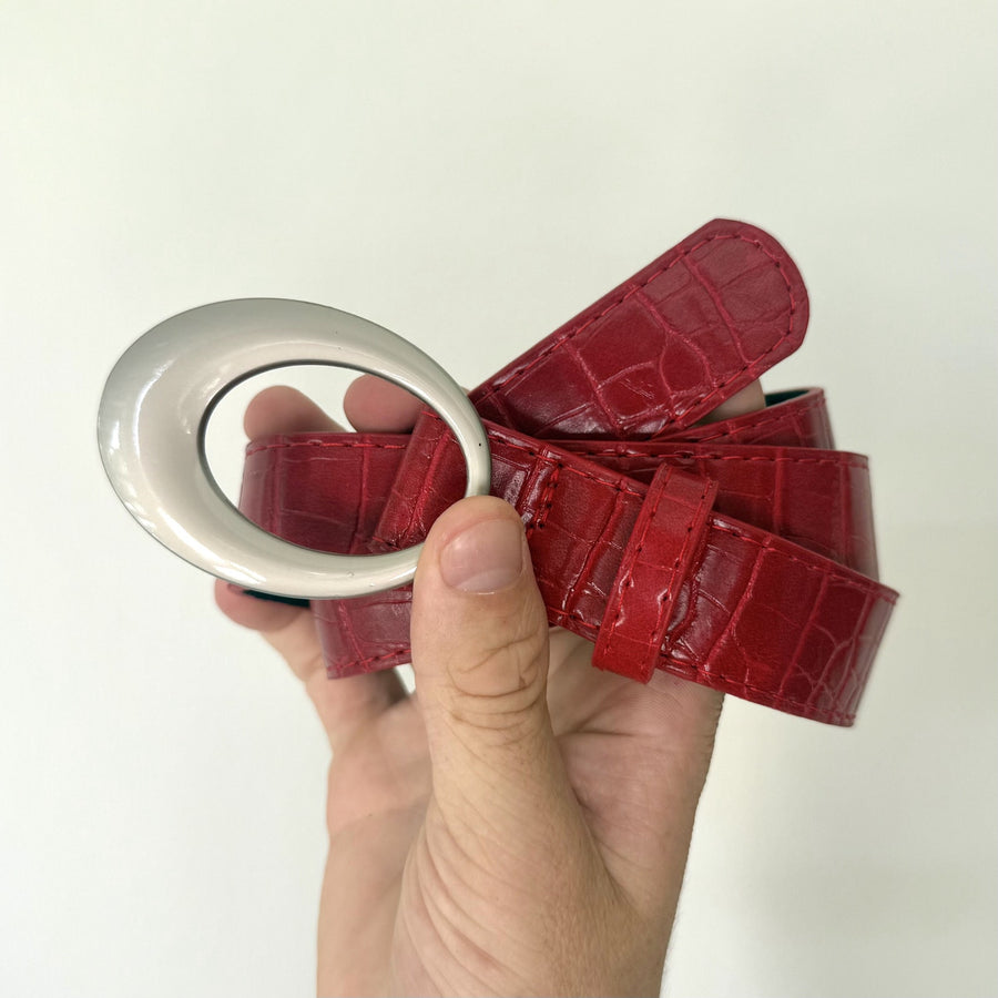 Red Oval Buckle Belt