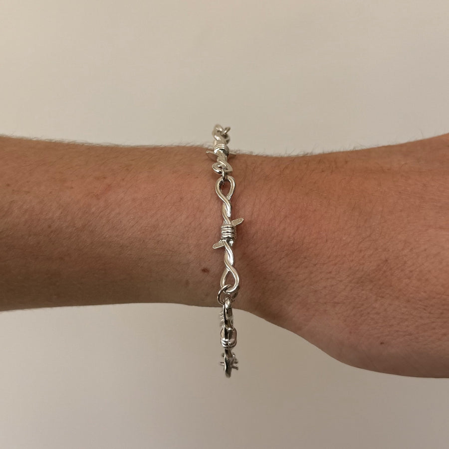 Silver Barbed Wire Bracelet