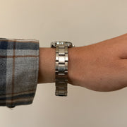 Silver Black Dial Watch