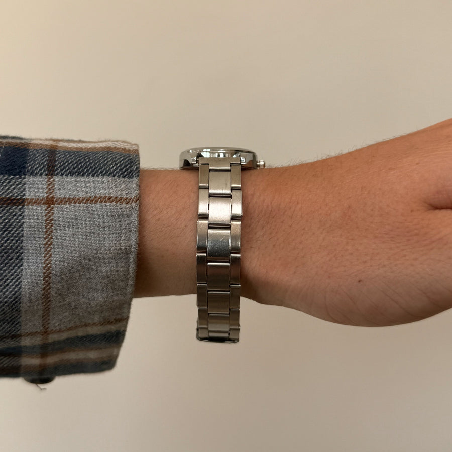 Silver Black Dial Watch