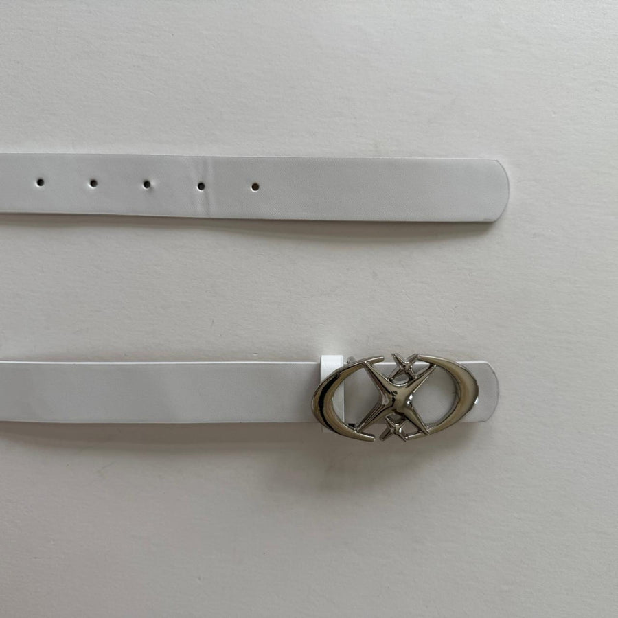 White Chrome Buckle Belt