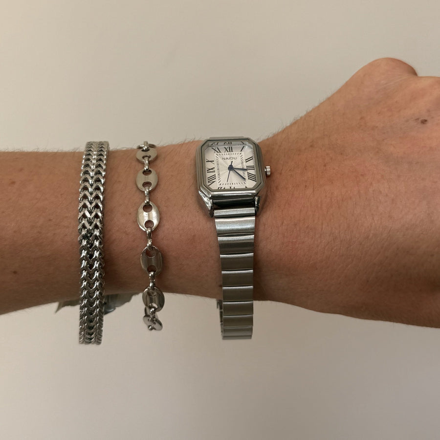 Square White Dial Stretch Watch