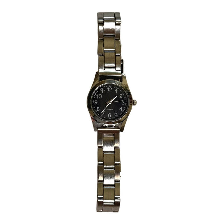 Silver Black Dial Watch