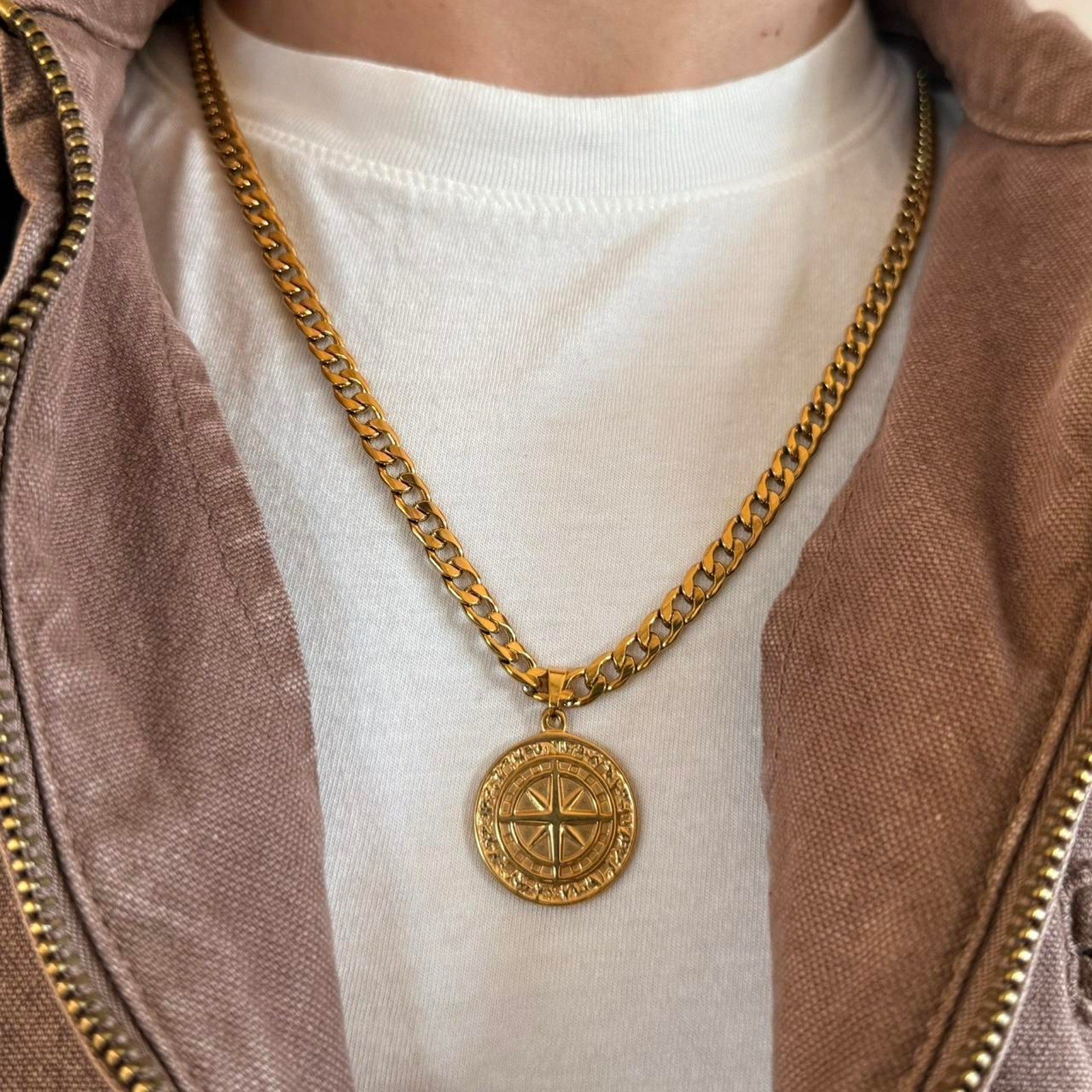 Gold Medallion Pendant Necklace