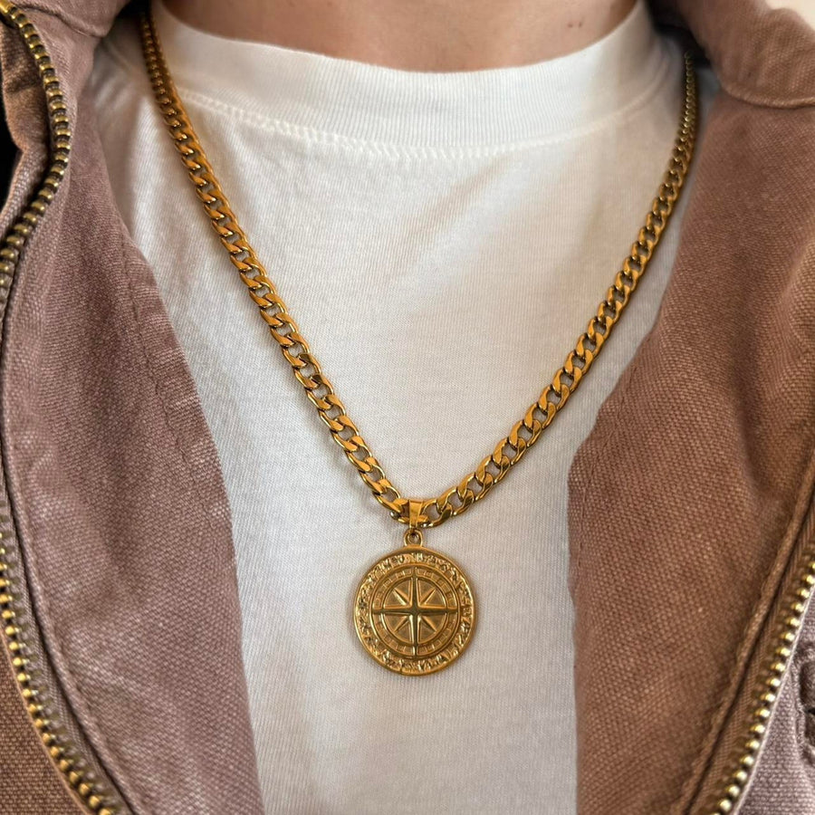 Gold Medallion Pendant Necklace