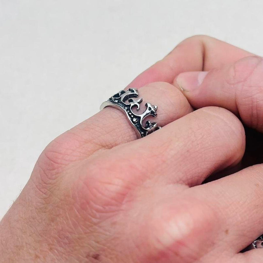 Silver Gothic Crown Ring