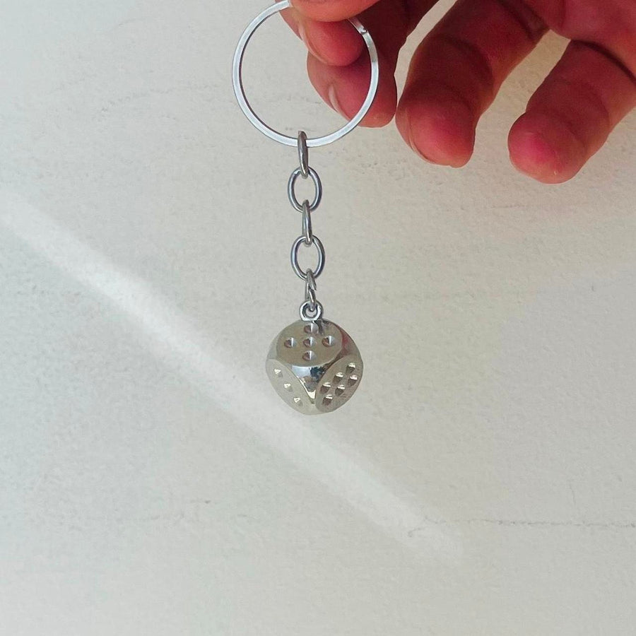Silver Dice Keychain