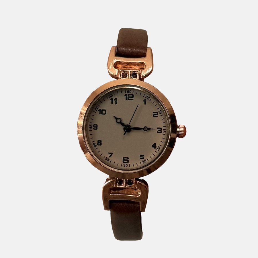Rose Gold Leather Watch