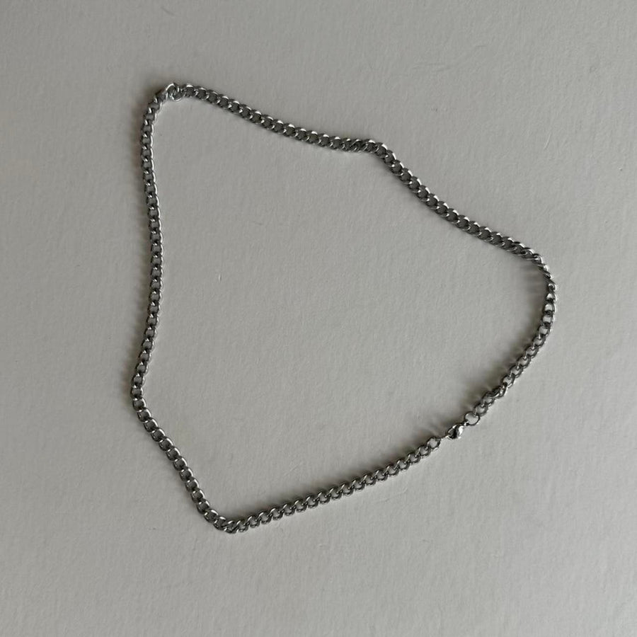Y2K Silver Cuban Chain Necklace Stainless Steel 20 Inch Unisex Jewelry