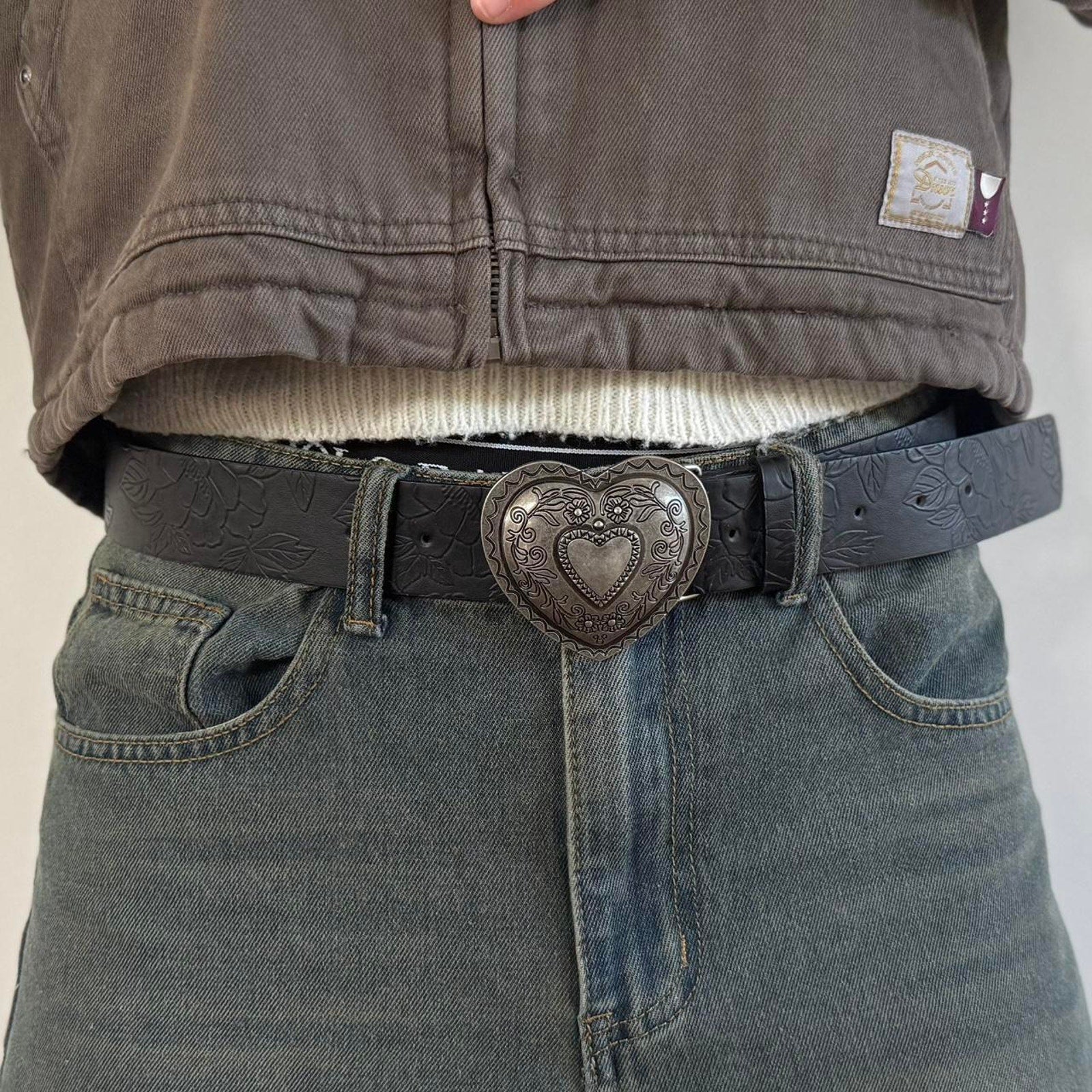 Heart Buckle Black Belt