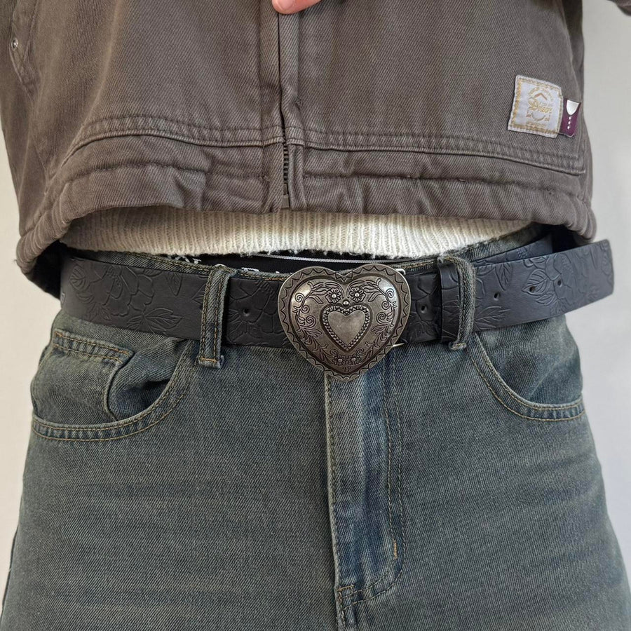 Heart Buckle Black Belt
