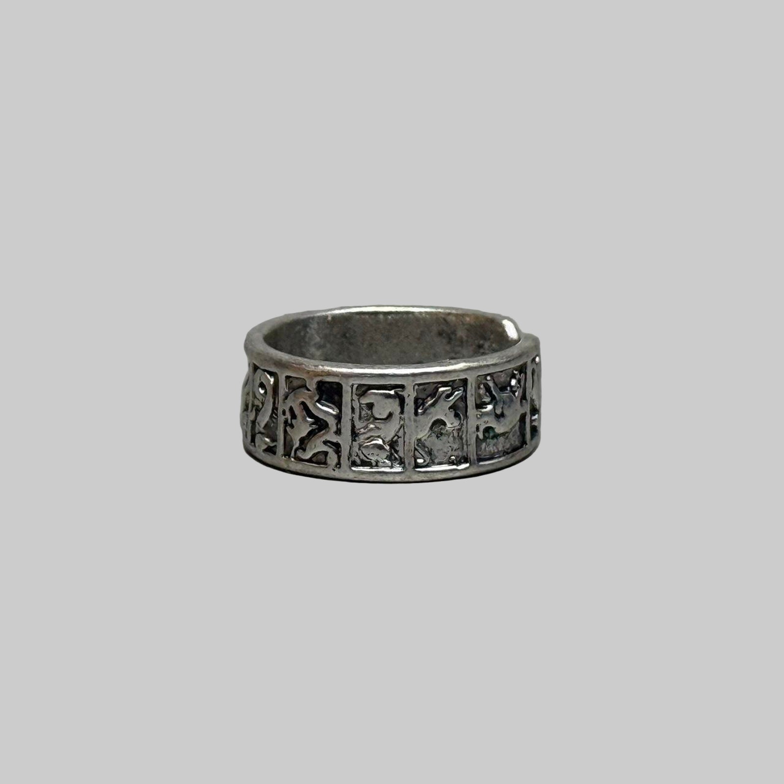 Silver Geometric Band Ring