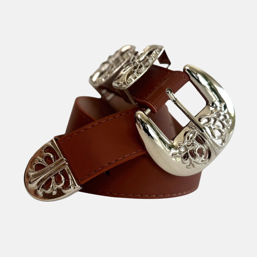 Triple Buckle Western Belt