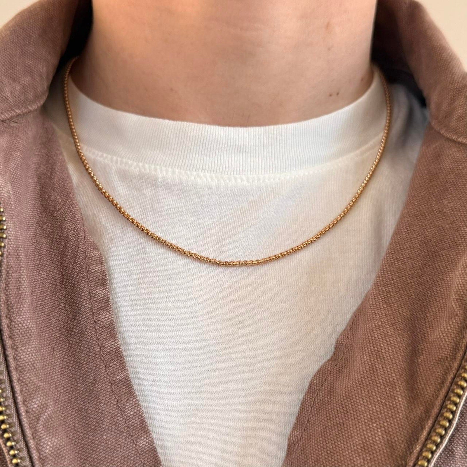 Gold Herringbone Chain Necklace