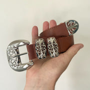 Triple Buckle Western Belt