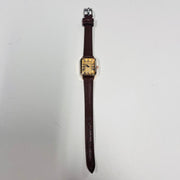 Gold Square Leather Quartz Watch